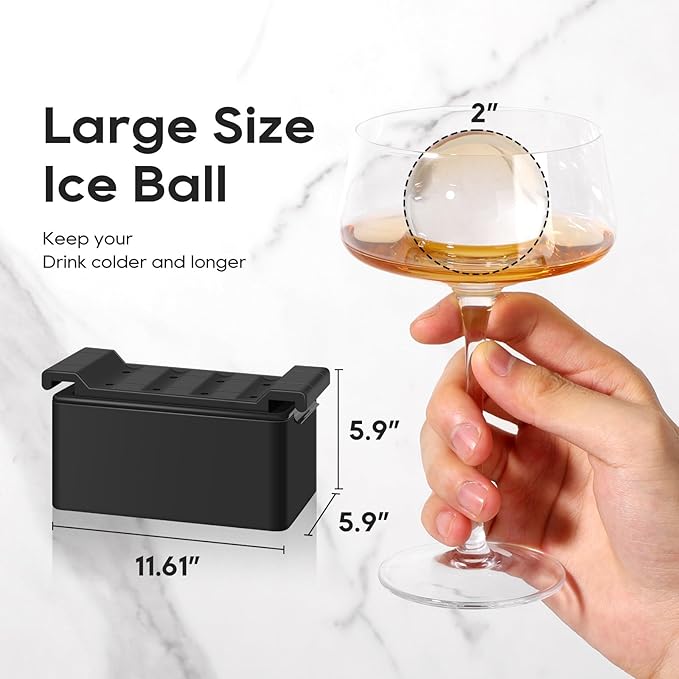 Mooues Clear Ice Cube Maker, 8 Large Whiskey Ice Cubes Mold, 2 Inch Silicone Ice Cube Tray, Easy-Release Sphere Ice Maker,Bourbon Gifts for Boss Dad Boyfriend Men Who Have Everything