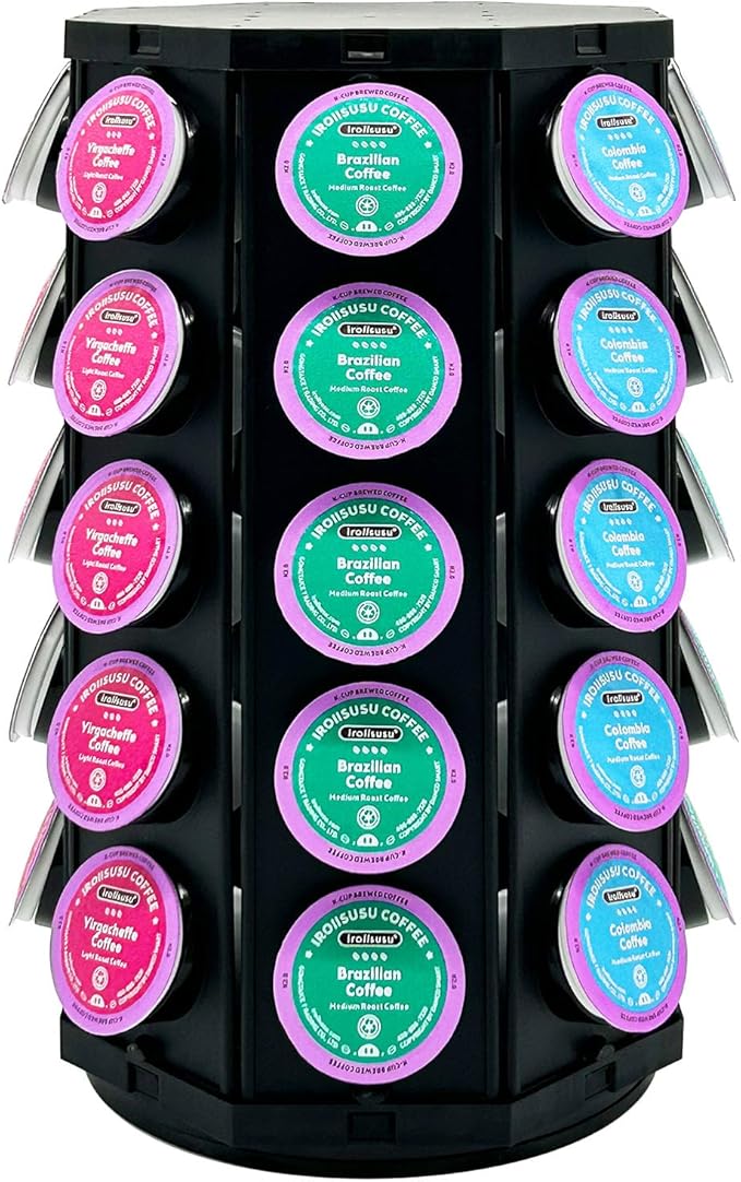 K Cup Coffee Pod Holder Storage Carousel Organizer Stand Compatible with 40 K-Cup Pods(Black-001)
