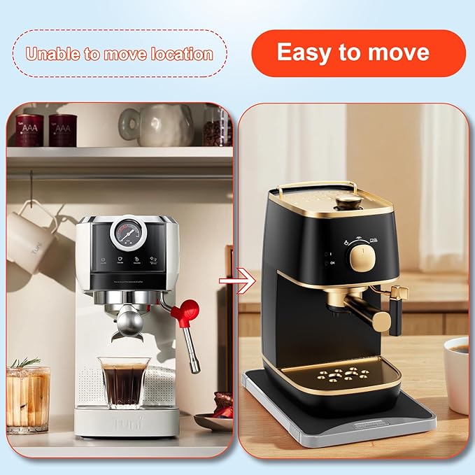 ARGOMAX Appliance Rolling Tray, Coffee Maker Slider, coffee pull out tray, sliding coffee maker tray, Suitable for coffee machines, air fryers and other appliances (Gray-Plastic)
