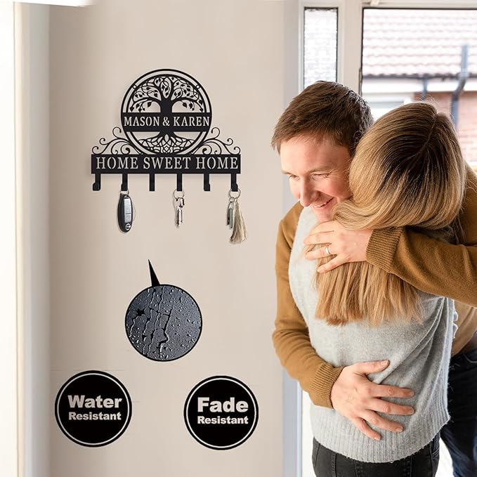 Personalized Key Holder for Wall Custom Tree of Life Key Rack with Hooks Key Hanger for Entryway and Custom Wall Decor