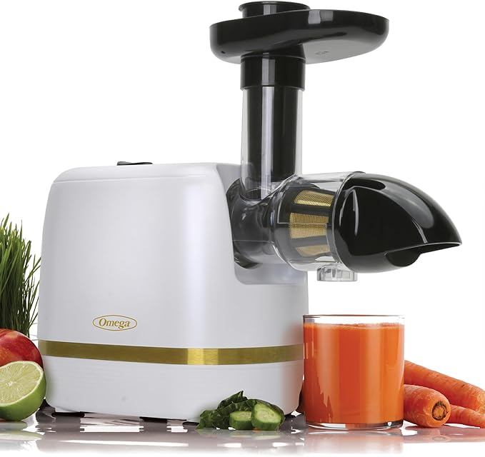 Omega H3000RWH13 Cold Press 365 Juicer Slow Masticating Extractor Creates Delicious Fruit Vegetable and Leafy Green High Juice Yield and Preserves Nutritional Value, 150-Watt, White