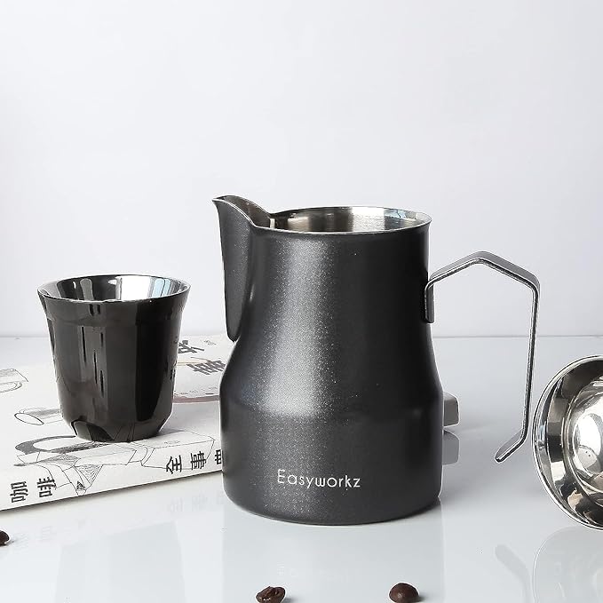Easyworkz Pedro Stovetop Espresso Maker 6Cup 300ml, Bundled Espresso Steaming Pitcher Stainless Steel 15 oz Coffee Frothing Picther Milk Jug Cappuccino Latte Art Cup