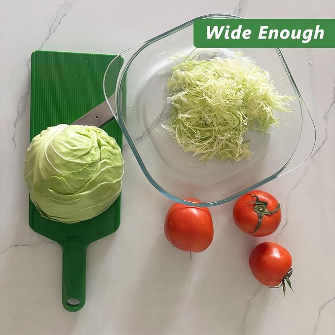 Fixed Thickness Vegetable Slicer – Ultra-Thin Cabbage Shredder for Salads, Jicama Tacos, Onion, Potato Chips – Fine Fluffy Cuts Mandoline Kitchen Tool(Green)