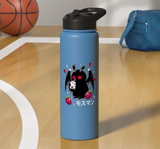 Mothman Cryptid Kawaii Strawberry Milk Shake Carton Stainless Steel Insulated Water Bottle