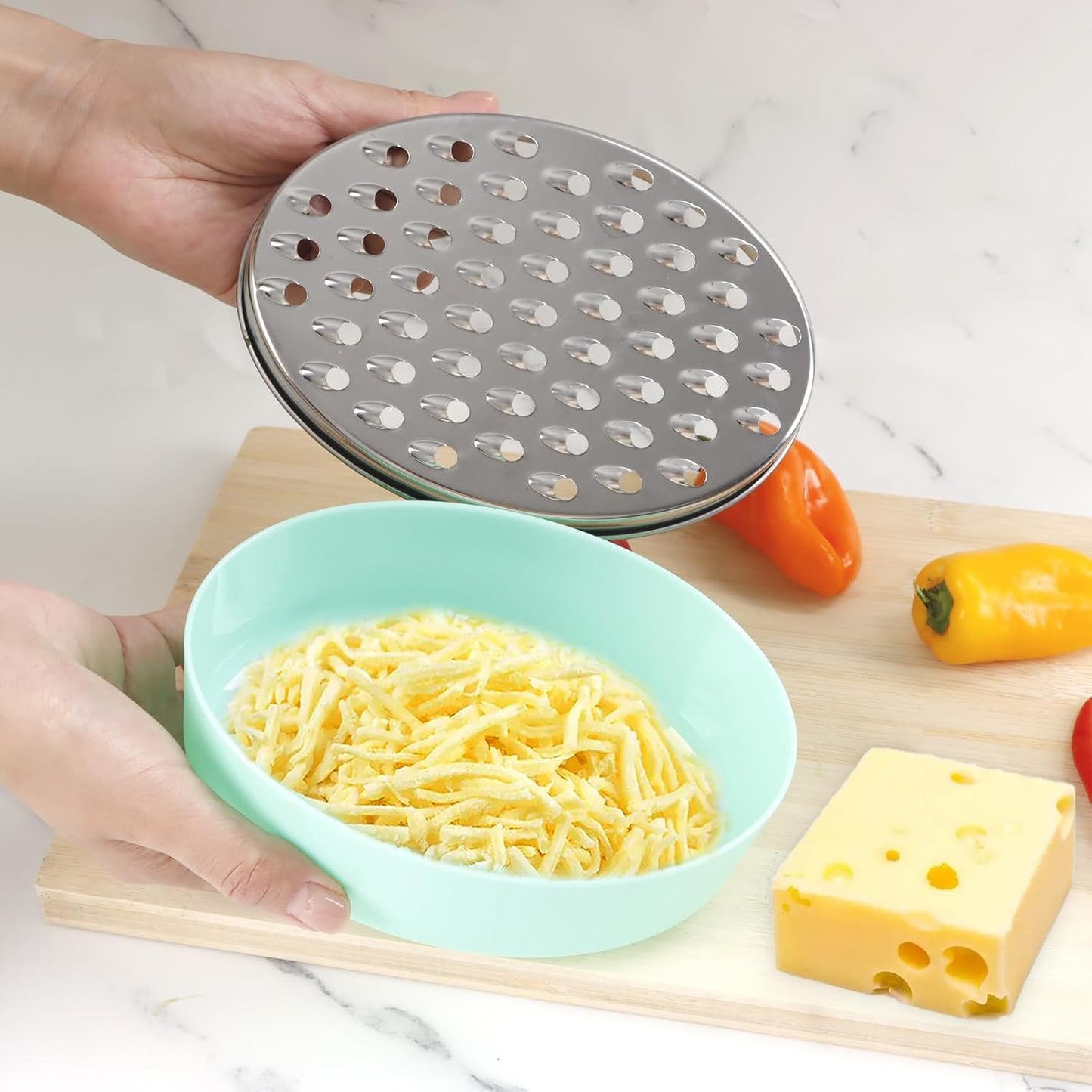 Cheese Grater Citrus Lemon Zester with Food Storage Container & Lid - Perfect For Hard Parmesan Or Soft Cheddar Cheeses, Ginger, Vegetables, Butter, Chocolate & Nutmeg (Green)