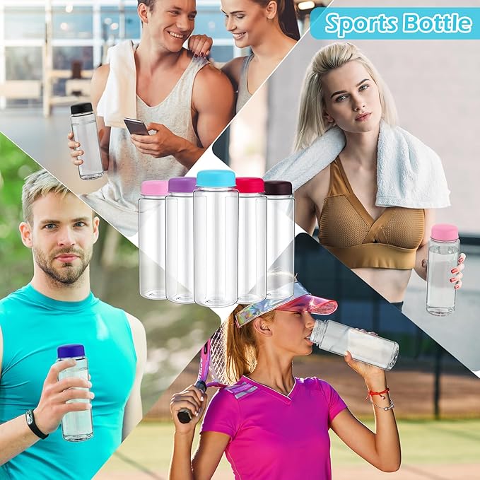 30 Pcs 17 oz Plastic Juice Bottle Bulk with Filter Cap Double Cover Water Bottles Reusable Clear Sport Drink Containers for Juicing Milk Smoothie Outdoor Gym Camping, 10 Colors