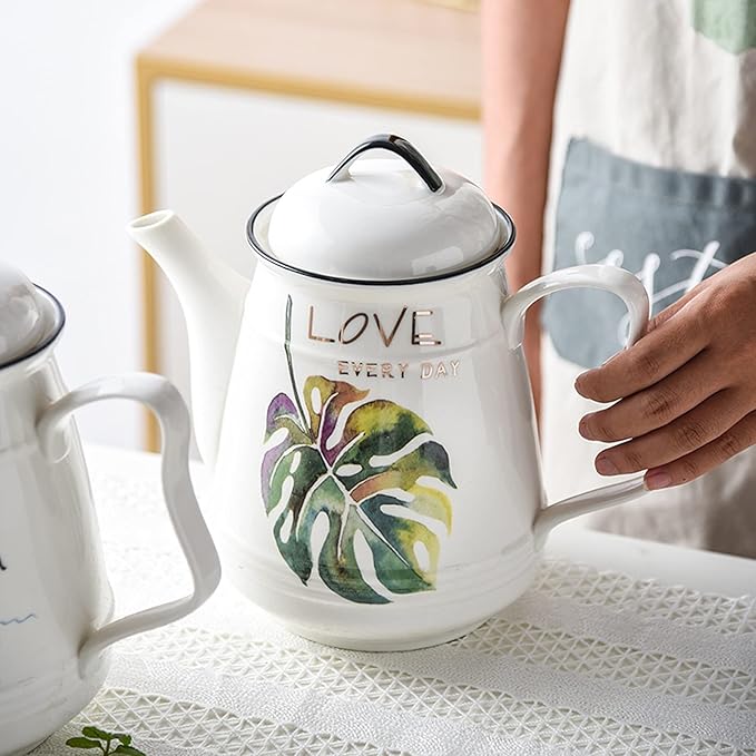 GRFIT Carafe Ceramic Cold Kettle with Handle Large Capacity Filter Teapot Teapot Home High Temperature Resistant Jug with Lid (170g) Water Pitcher (Color : Brass)