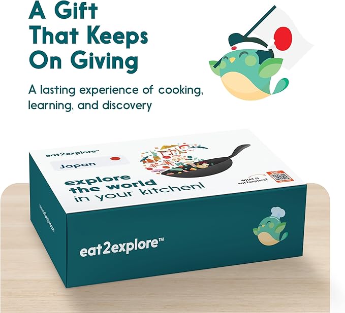 eat2explore Cooking Kits for Kids 17 Pcs – Interactive & Educational Kids Cooking Sets Real for Ages 5 and Up,3 Recipe Cards & Global Ingredients – Fun for Young Chefs (Japan Edition)