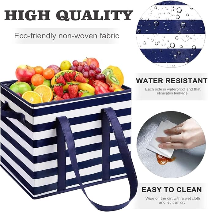 WISELIFE 6 Pack Reusable Grocery Bags Large Water Resistant Grocery Collapsible Heavy Duty Tote Bags for Shopping Picnic