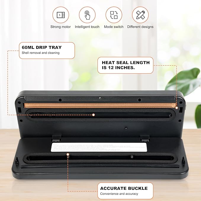 Food Vacuum Sealer Machine 10-In-1 with Bag Storage(Up to 20FT) and Cutter,Joyanksd Food Sealer Vacuum Sealer for Food with Moist/Dry/Canister 5 Food Modes, Starter Kits Bags*5 and Bag Roll*100KPa