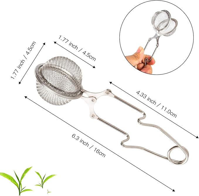 Snap Ball Tea Strainer, Exptolii 2 Pack Stainless Steel Tea Infuser Filter with Handle for Loose Leaf Tea, Spices, Seasonings