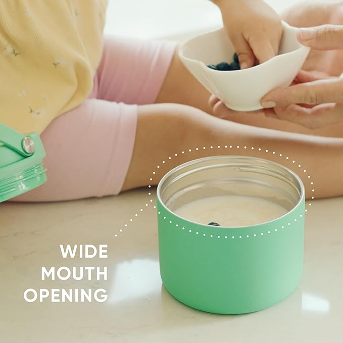 Hydrapeak 18oz Stainless Steel Vacuum Insulated Food Jar | Hot Food and Cold Food, Wide Mouth Leak-Proof Soup for Adults, 10 Hours Hot and 16 Hours Cold (Jade)