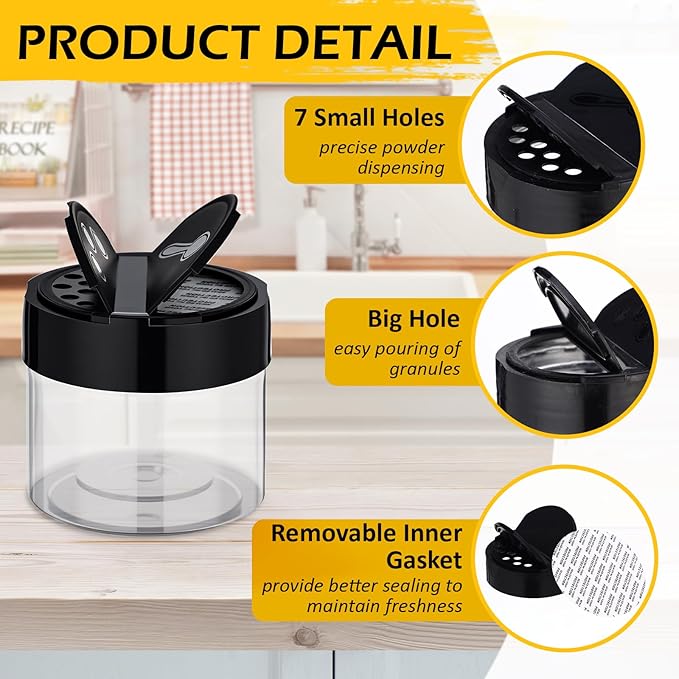 50 Pack 3.4 oz Plastic Spice Jars with Black Cap Empty Clear Spice Bottles Containers Seasoning Jars with Shaker Lids for Storing Herbs and Seasoning Powders Kitchen Restaurant Storage