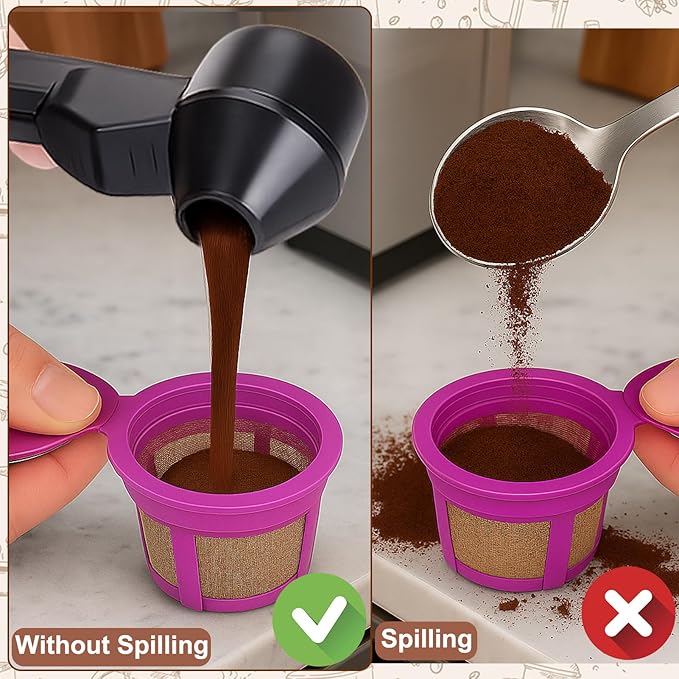 Palksky Coffee Scoop & Funnel for Reusable K Cup Refillable Coffee Pods,2 Tablespoon Coffee Measuring Scooper,2PCS