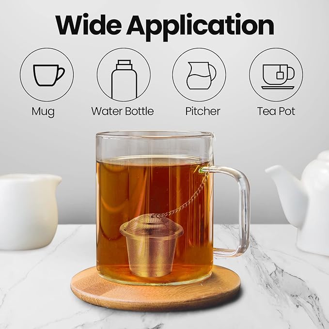 Zopeal 9 Pcs Tea Infuser Stainless Steel Strainer with Extended Chain Hook and Saucer Loose Leaf Steeper Fine Mesh Ball Tea Filter for Brew Spices Seasonings Fits Cup Mug Bottle (3 Sizes)