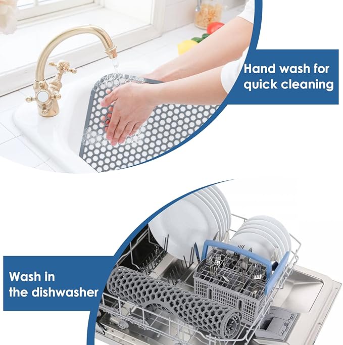 Bestjing Silicone Sink Protectors for Kitchen Sink with Center Drain,13.58''x 11.6'' Folding Non-Slip Heat Resistant Mat Grid for Bottom of Porcelain Stainless Steel Porcelain (Center Hole)