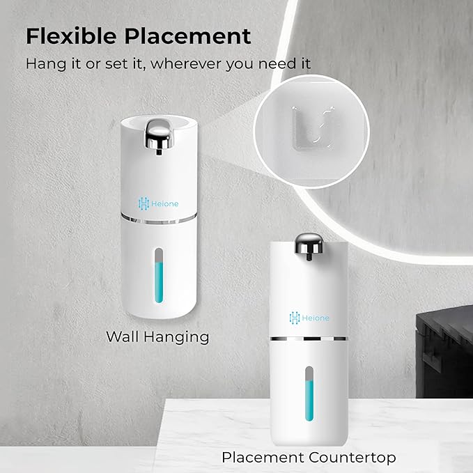 Automatic Touchless Liquid Soap Dispenser (White, 12.8oz) | USB-C Rechargeable, IPX5 Waterproof | Ideal for Bathroom & Kitchen Sink | Wall Mount or Countertop for Hand & Dish Soap