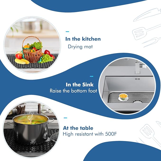 Bestjing Silicone Sink Protectors for Kitchen Sink with Center Drain - 29.7"x 15.5" Kitchen Protector Accessory, Non-Slip Heat Resistan Mat for Bottom of Farmhouse Stainless Steel Porcelain (Black)