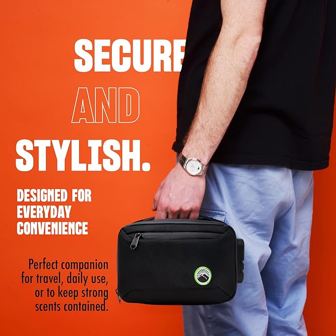 Enjoy Native Smell Proof Bag with Combination Lock, Smell Proof Container 9.5" x 6" x 5.5", Odor Proof Lockable Storage Case, Portable Travel Medicine Organizer for Herbs, Spices & Accessories