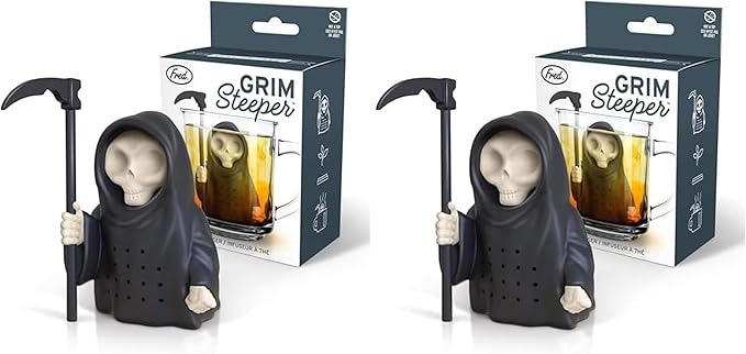 Genuine Fred Grim Steeper Reusable Silicone Tea Infuser,Black Grim Reaper Design,Fun and Clever Kitchen Gadget for Tea Lovers and Enthusiasts,(Pack of 2)