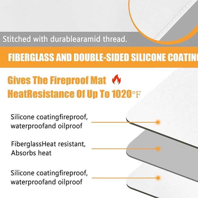 Heat Proof Mat for Air Fryer, Oven, Coffee Maker, 16x24in Heat Resistant Pad for Kitchen Countertop, Protective Mat for Quartz Counter, Appliance Mat Accessories
