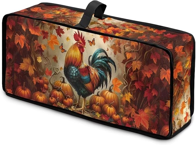Thanksgiving Toaster Cover 2 Slice Maple Leaf Rooster Cover for 2 Slice Slim Toaster, Water-Resistant Dust Covers for Kitchen Appliances, Machine Washable