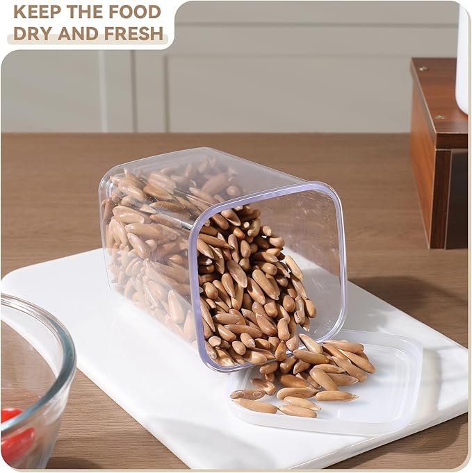 novelinks Clear Plastic Jars with Lids, Reusable Empty Square Storage Containers for Household and Kitchen Organizing (12 Pack Medium)