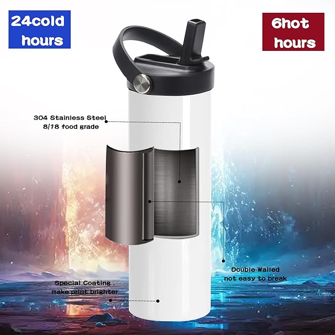 25 Pack 20oz Sublimation Tumblers Bulk With Flat Edge, 20OZ Flat Sublimation Tumbler Blank, Skinny Straight Stainless Steel Blanks Cups with Individual Box (25, 20OZ HANDLE A)