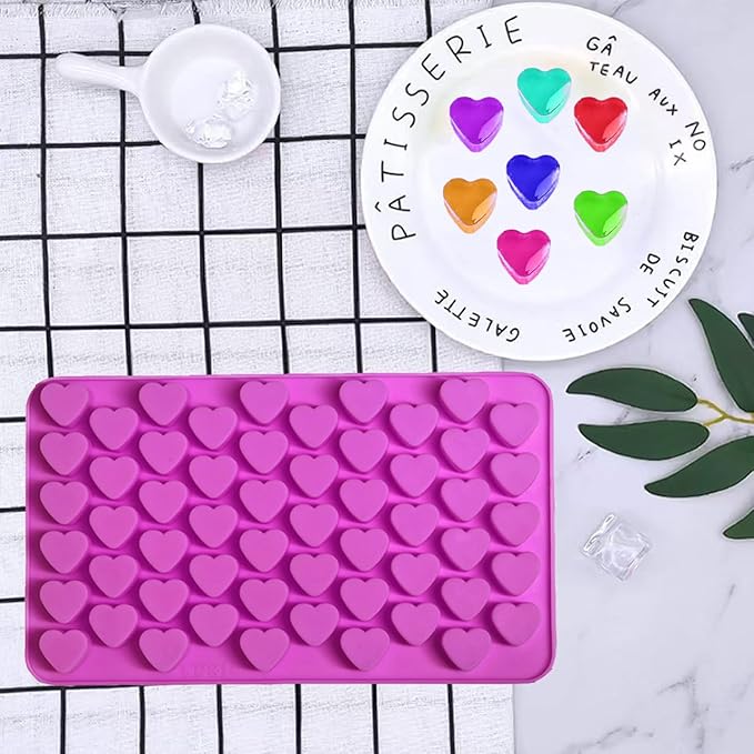 Gummy Candy Molds - 4Pcs Silicone Gummy Hearts Mold, Non-stick and Bpa Free for Mini Candy Chocolate Gummies Baking