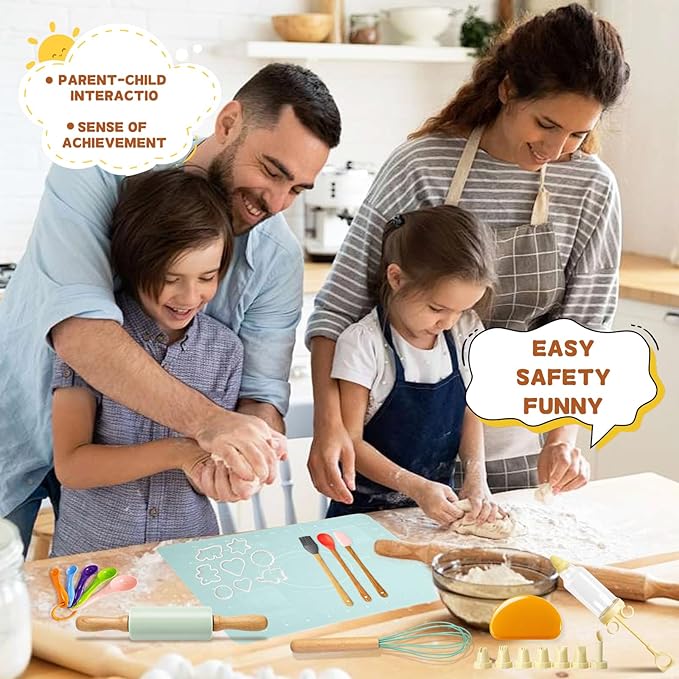 36PCS Kids Baking Set, Baking Kits for Kids with Food-Grade Silicone, Safe Kids Baking Kit for Toddlers, Ideal Gift for Parent-Child Baking Birthday Christmas