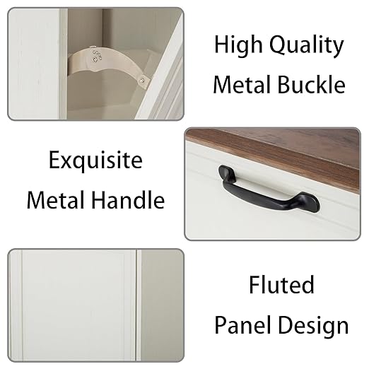 13 Gallons Tilt Out Trash Cabinet, Hidden Trash Can Cabinet Wooden Tilt Out Pet Proof Hidden Trash Bin Cabinet for Kitchen Living Room (White)