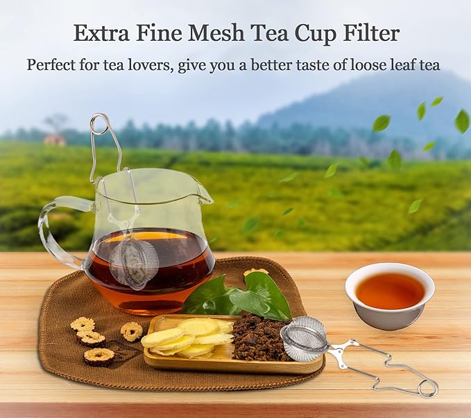 Snap Ball Tea Strainer, Exptolii 2 Pack Stainless Steel Tea Infuser Filter with Handle for Loose Leaf Tea, Spices, Seasonings