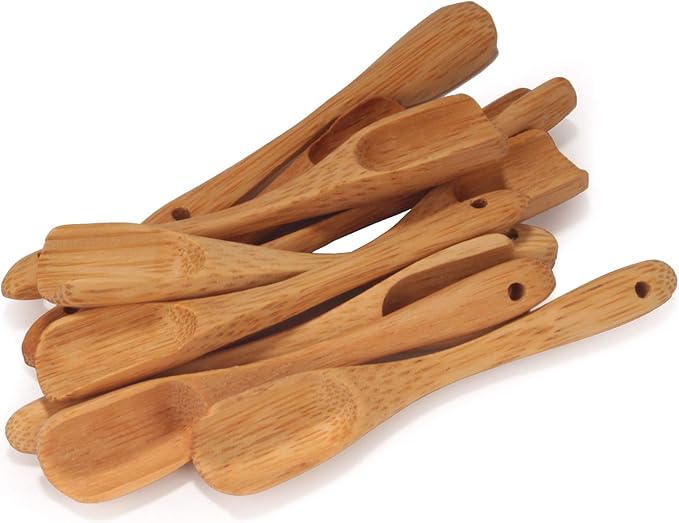 BambooMN - 3.1" Small Solid Bamboo Deep Scoop, 10pcs