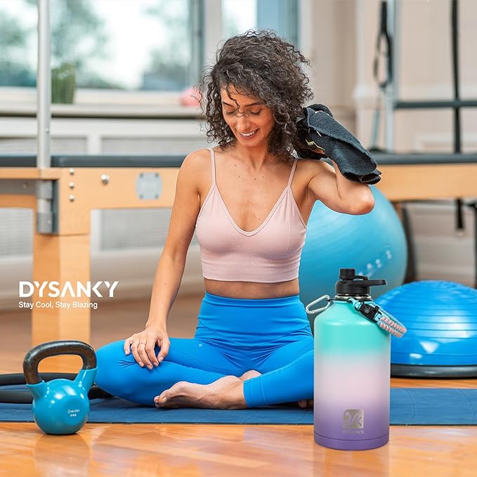 DYSANKY 1 Gallon Water Bottle Insulated | Thickened Stainless Steel Vacuum Metal Water Jug | Portable Sports Large for Gym and Hiking with Straw, Carrier Bag, Handle Strap | BPA-Free 128 oz
