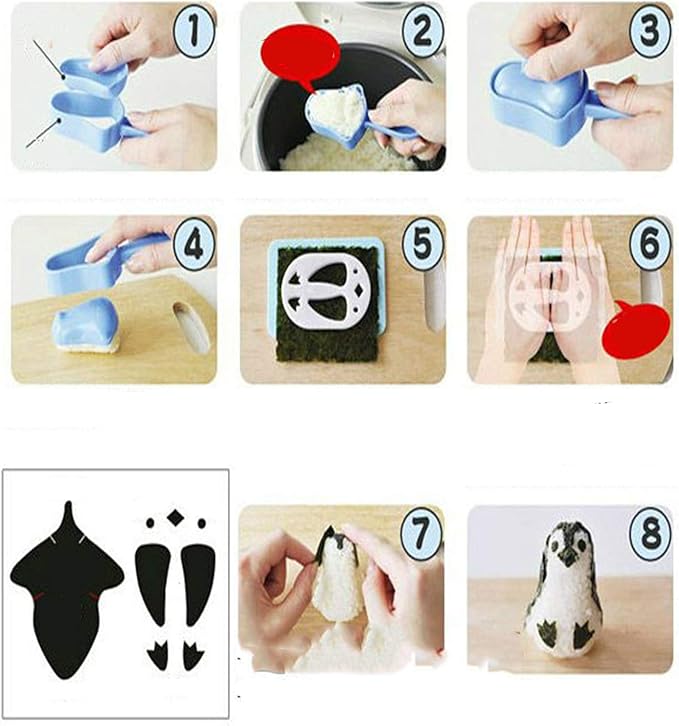 Sushi Making Kit Rice Ball Molds Bento Accessories Sandwich Cutters for Kids Kitchen Tools for Baby Kids Meal