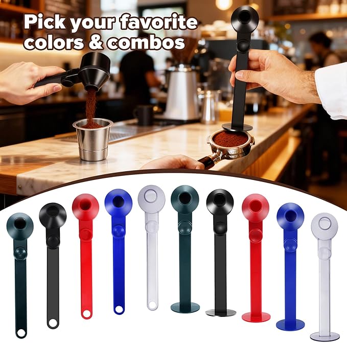 2Pcs Coffee Scoop & Funnel for Reusable K-Cup Pods, 2Tbsp Dosing Spoon, 51mm Espresso Tamper, BPA-Free PCTG, Dishwasher Safe, for Espresso Machines, Coffee/Protein Powder, Blue, 2 Models A&B