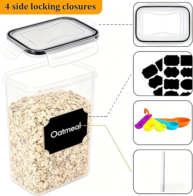 28 Pack Airtight Food Storage Containers with Lids, BPA Free Clear Pantry Storage Container for Kitchen Food Pantry Organizers and Storage, Plastic Pantry Organiser for Cereal,Flour and Sugar