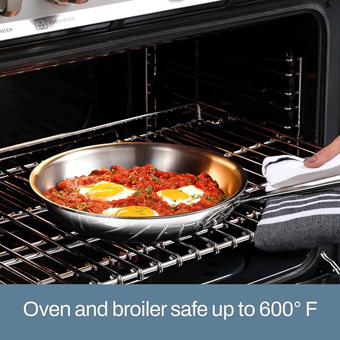 All-Clad D3 3-Ply Stainless Steel Fry Pan Set, 10,12 Inch, Induction Oven and Broiler Safe to 600F, Frying Pans, Durable Kitchen Cooking Skillets, Professional Induction Cookware, Stainless Steel