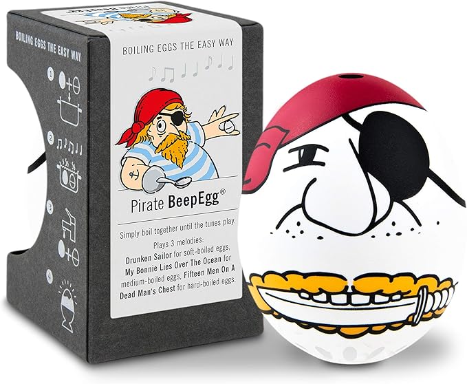 Pirate Beepegg – Egg Timer for Boiling Eggs – Musical Egg Cooker for Soft, Medium, Hard Boiled Eggs – Food Safe – Singing Floating Egg Timer – Egg Cooker for 3 Levels of Doneness - Brainstream