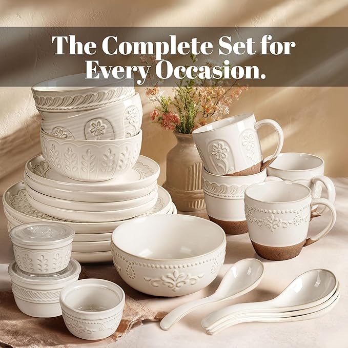 Artena Ramekins Oven Safe, Creme Brulee Ramekins, Embossed White Ceramic Ramiken, Souffle Pudding Custard Cups, Baking Dish, Dipping Bowls, Sauce Cups, Set Of 4 (Willow Leaf, 4 oz)