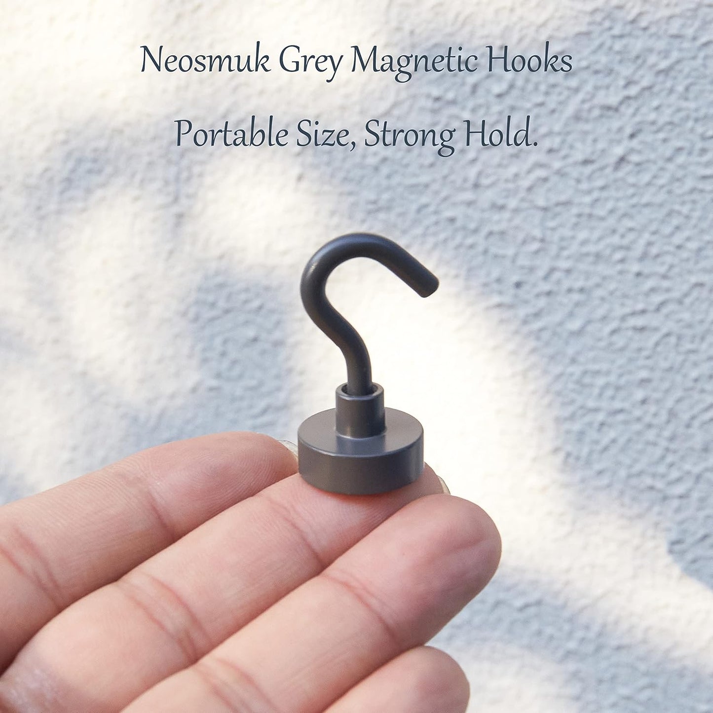 Neosmuk Magnetic Hooks,30lb+ Heavy Duty Earth Magnets with Hook for Refrigerator, Extra Strong Cruise Hook for Hanging, Magnetic Hanger for Cabins, Grill (Gunmetal, 10 Pack)
