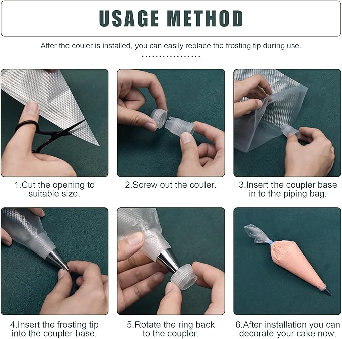 Piping Bags and Tips Set, Cakes Decorating Supplies Kit with 100pcs 16 Inch Pastry Bags, 16 Piping Tips, 3 Cake Scraper, 2 Couplers, 2 Bag Ties, Simple and Convenient Baking Supplies Set