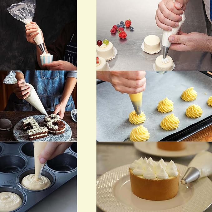 Piping Bags, Pastry Bags 14Inch 100pcs, Disposable Icing Piping Pastry Bags For Cookie/Cake Decorating Supplies, Anti Burst And Non-Slip Thicken Cake Decorating Bags