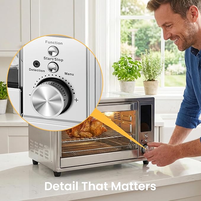 Simple Deluxe 29.6QT Air Fryer Toaster Oven Combo with Smart Probe, 12-in-1 Countertop Convection Oven, 450°F, Stainless Steel