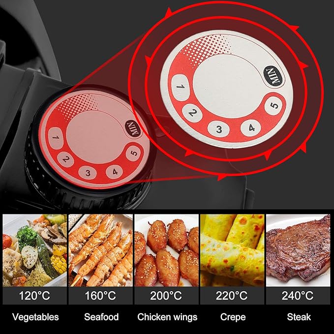 Health and Home 2-in-1 Nonstick Indoor Smokeless Electric Griddle ,21 Inch Extra Large Surface With Slide-Out Drip Tray Oil Collection ,Adjustable 5-Level Thermostat,Family Size Electric Griddle