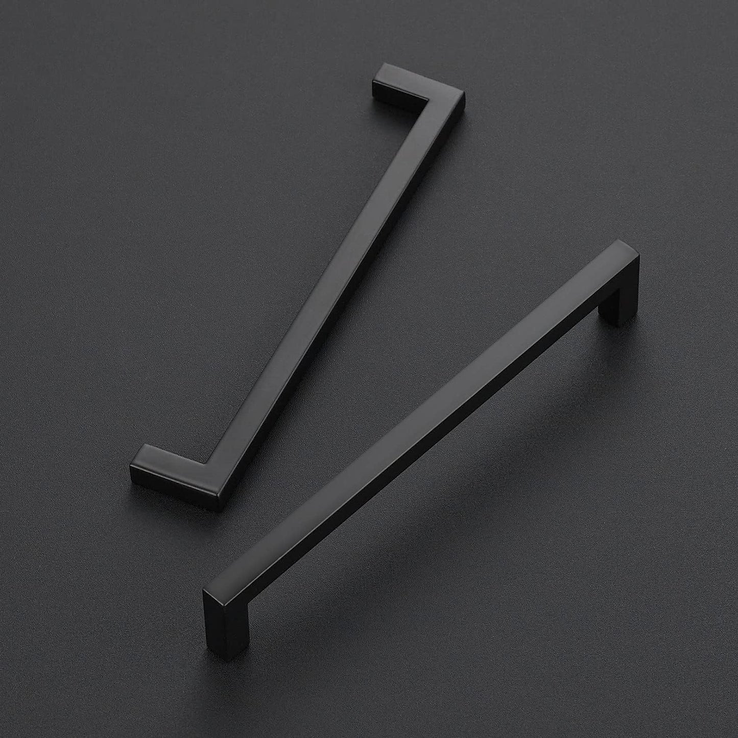 Ravinte 10 Pack Solid 6-1/4 Inch Center to Center Slim Square Bar Drawer Handles - Kitchen Cabinet Hardware in Matte Black - Drawer Pulls and Cabinet Handles