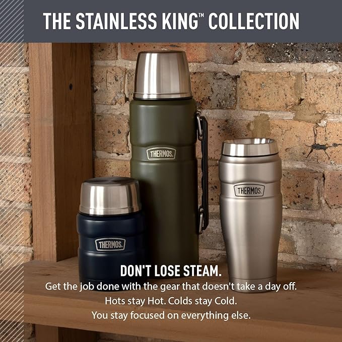 THERMOS Stainless King Vacuum-Insulated Beverage Bottle, 40 Ounce, Midnight Blue