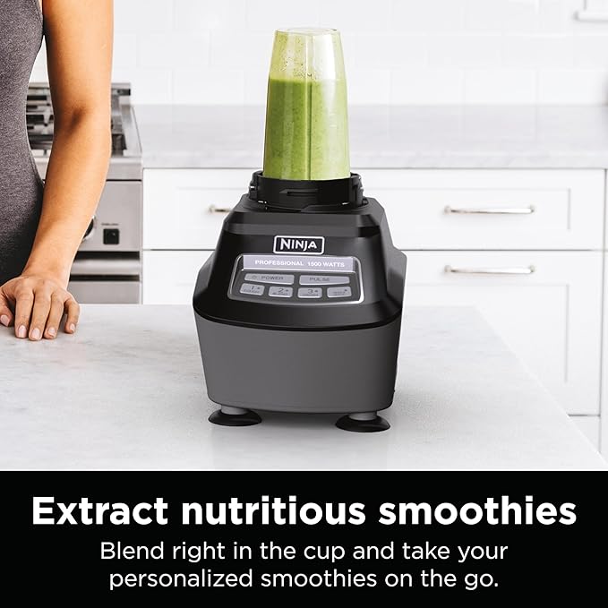 Ninja Kitchen System | All-in-One Food Processor & Blender for Smoothies | Includes Pitcher, Travel Cup, & 8-Cup Bowl | Makes Salsa, Dough, Shakes, & Frozen Drinks | 120 Volts | Black | BL770AMZ