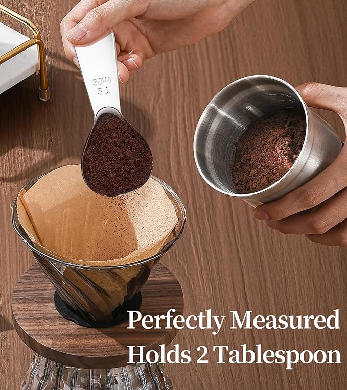 Ugotit Coffee Scoop for Ground Coffee, 1 Tablespoon Short Handle 304 Stainless Steel, Precise Measuring Spoon, Fits Canisters & Protein Powder Containers