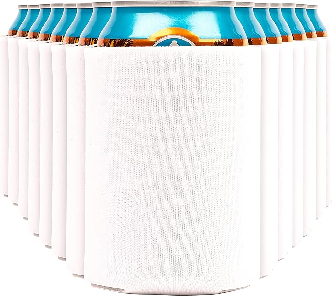 Blank Beer Can Coolers Sleeves (30-Pack) Soft Insulated Beer Can Cooler Sleeves - HTV Friendly Plain Can Sleeves for Soda Beer Cans & Bottles - Blanks for Vinyl Projects Wedding Favors & Gifts (White)